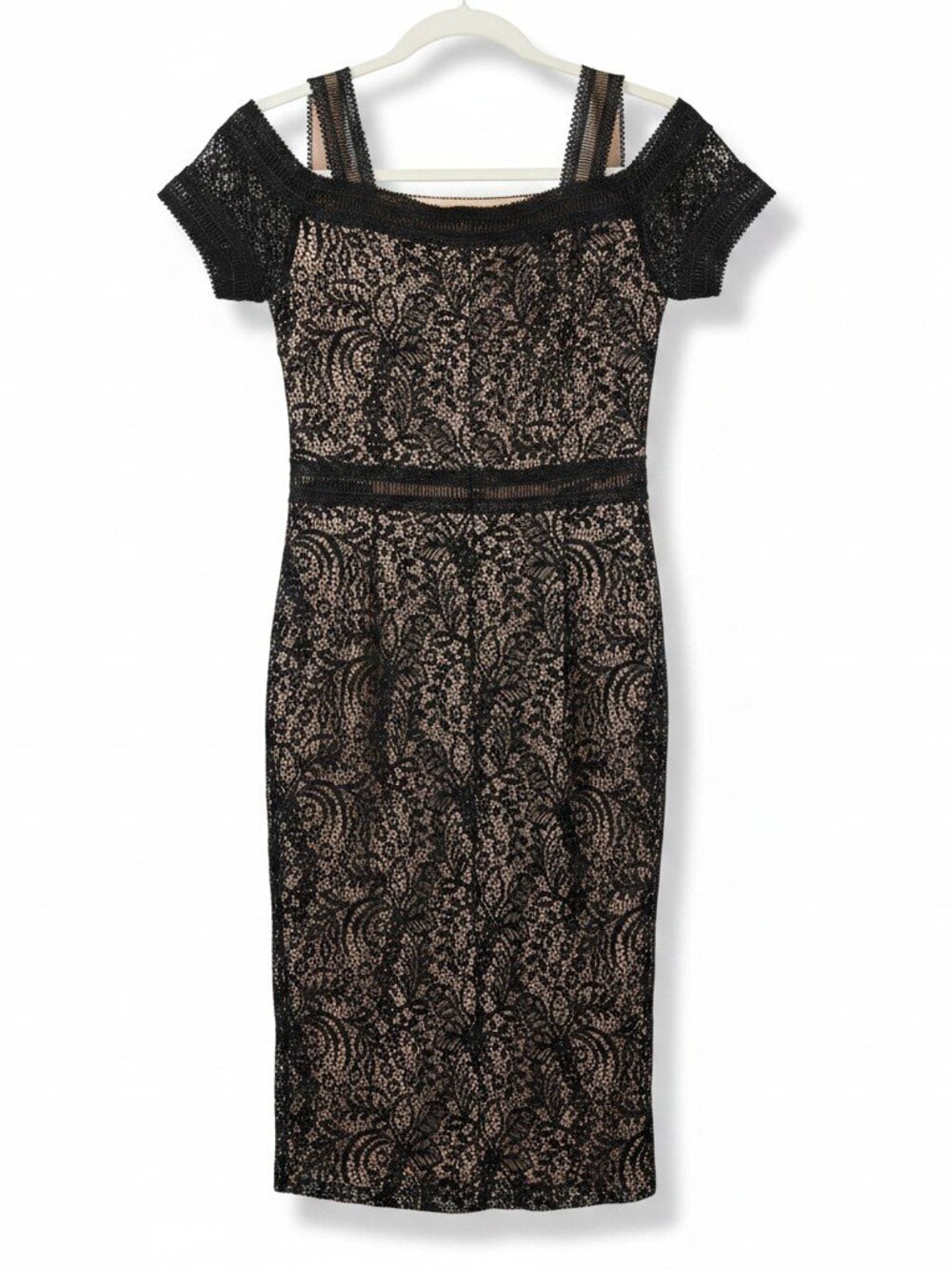 Rachel Zoe Black Lace Cold Shoulder Midi Dress NWT Size 0